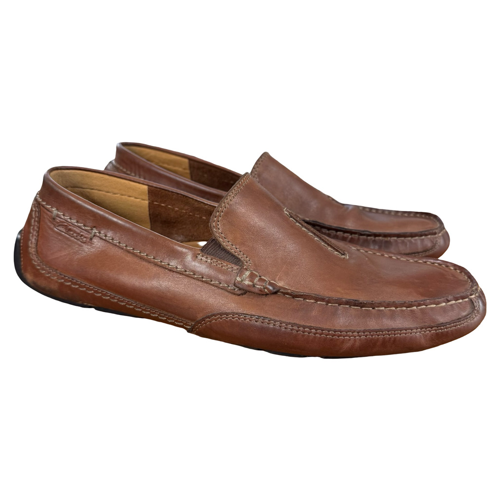 Clarks Ashmont Race Brown Leather Slip On Driving Loafers Casual Shoes sz 10 M